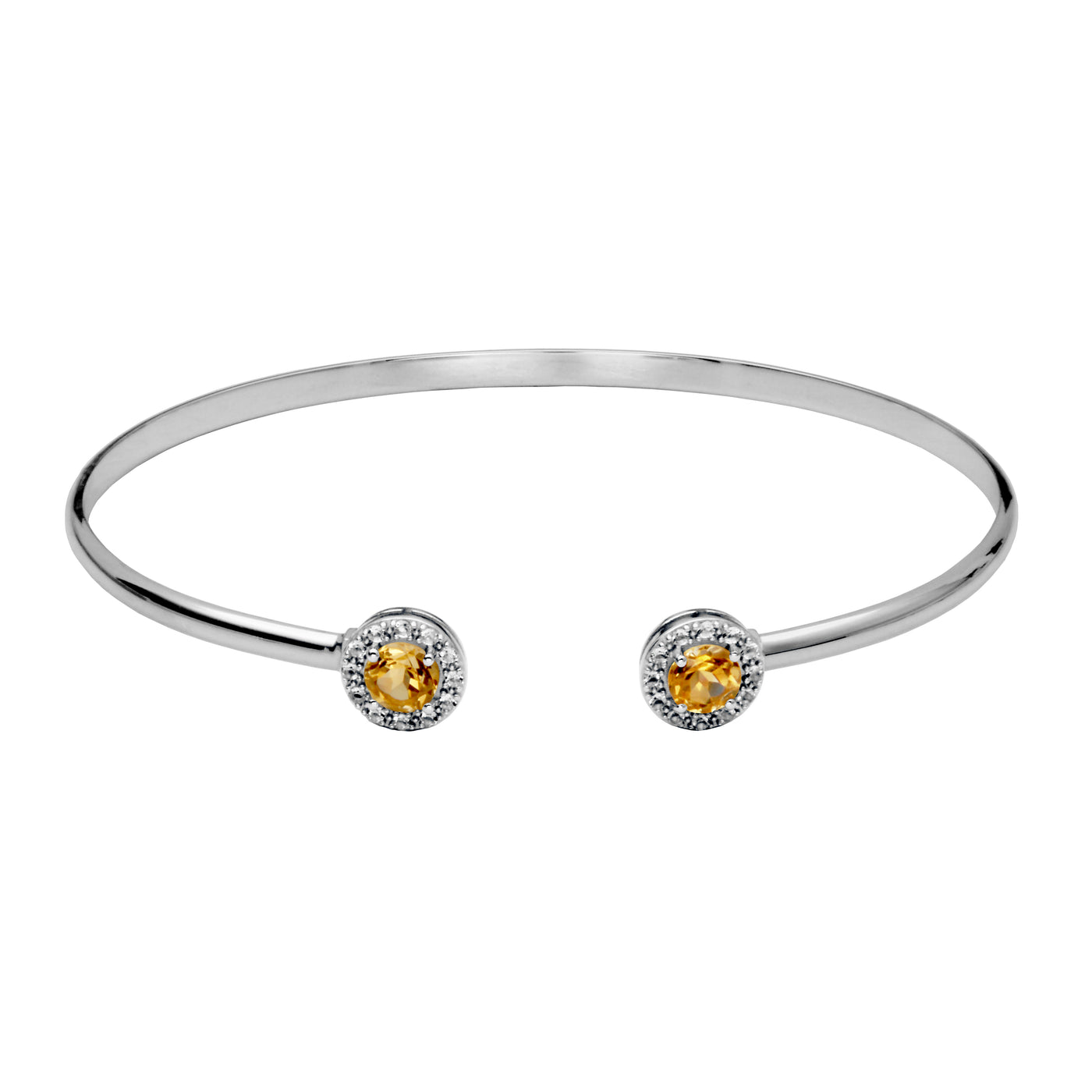 SS Citrine & White Topaz Cuff Bracelet