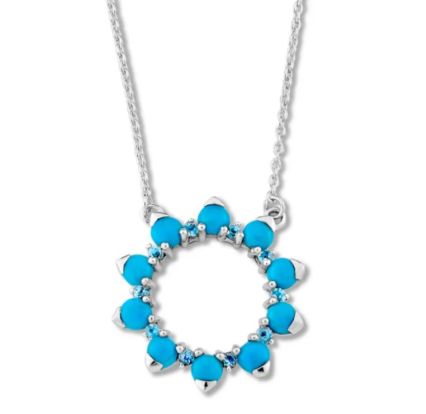 SS Sleeping Beauty Turquoise and Blue Topaz "Lumut Necklace"