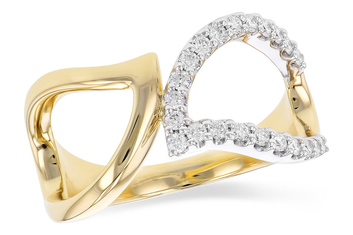14K Two-Tone Diamond Leaf Ring