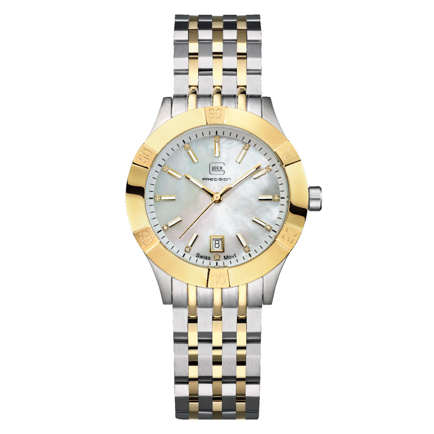Lady's Two-Tone Glock Watch with Mother of Peal Diamond Dial