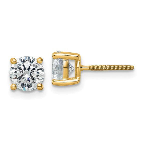 14KY 3.16ctTW Certified Lab Grown F/VS Diamond Round 4 Prong Heavy Wt. Stud Earrings