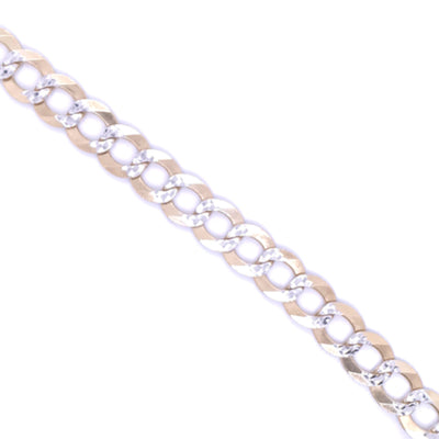 14K Two-tone 9.4mm Diamond-Cut Curb Link Chain