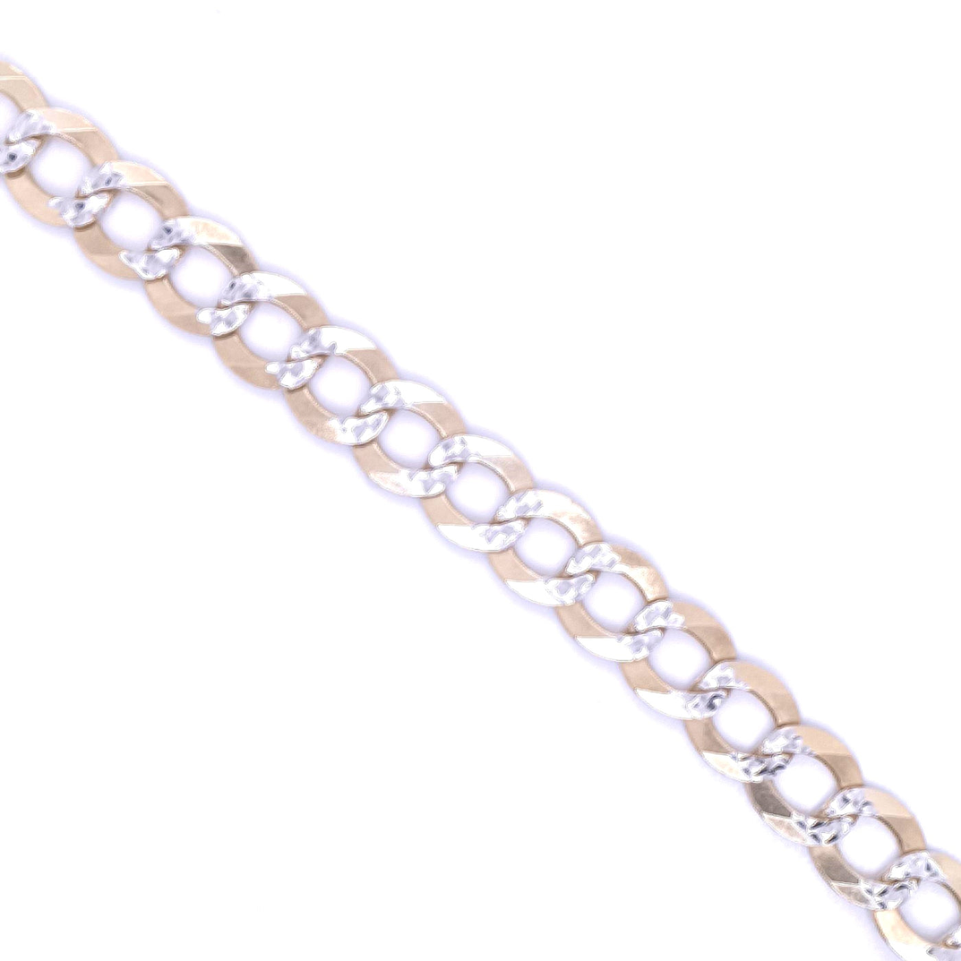 14K Two-Tone Gold 9.4mm Diamond-Cut Curb Link Chain