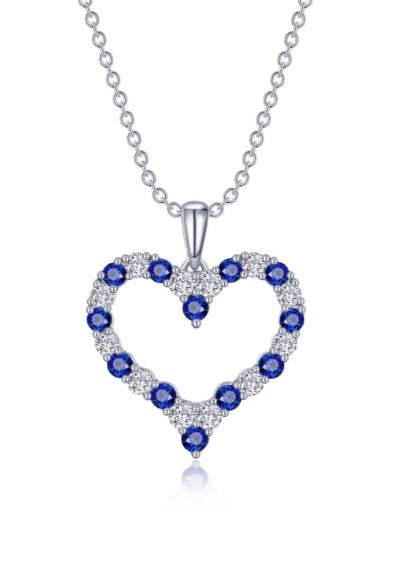 Fancy Lab-Grown Sapphire Heart Pendant Necklace in Sterling Silver