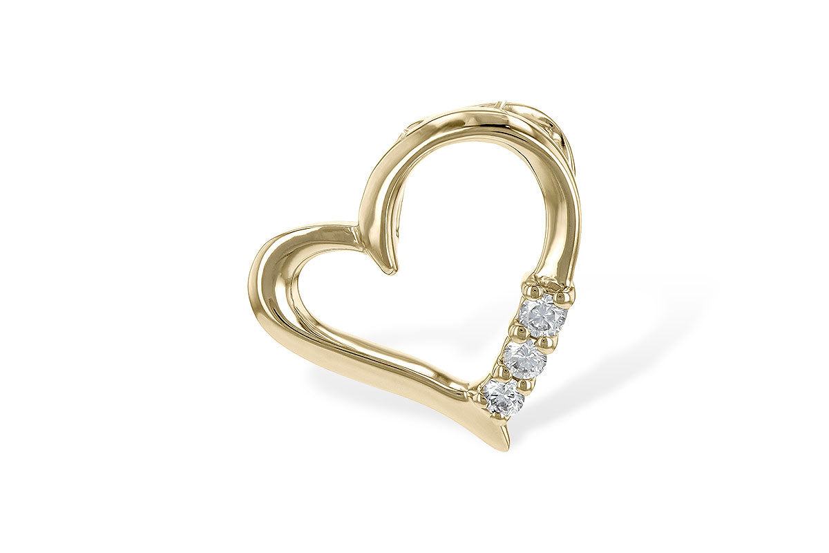 14K Yellow Gold Sliding Diamond Heart Pendant