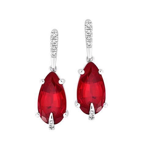 14KW Chatham Ruby Earring Pair
