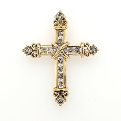 10K Yellow Gold Diamond Cross Pendant w/ approx 0.31ctTW of H-I/I1-I2 Gram Weight:2.0g
