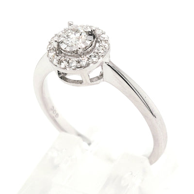 14KW 0.25ctTW Diamond Halo Ring (Size 7)