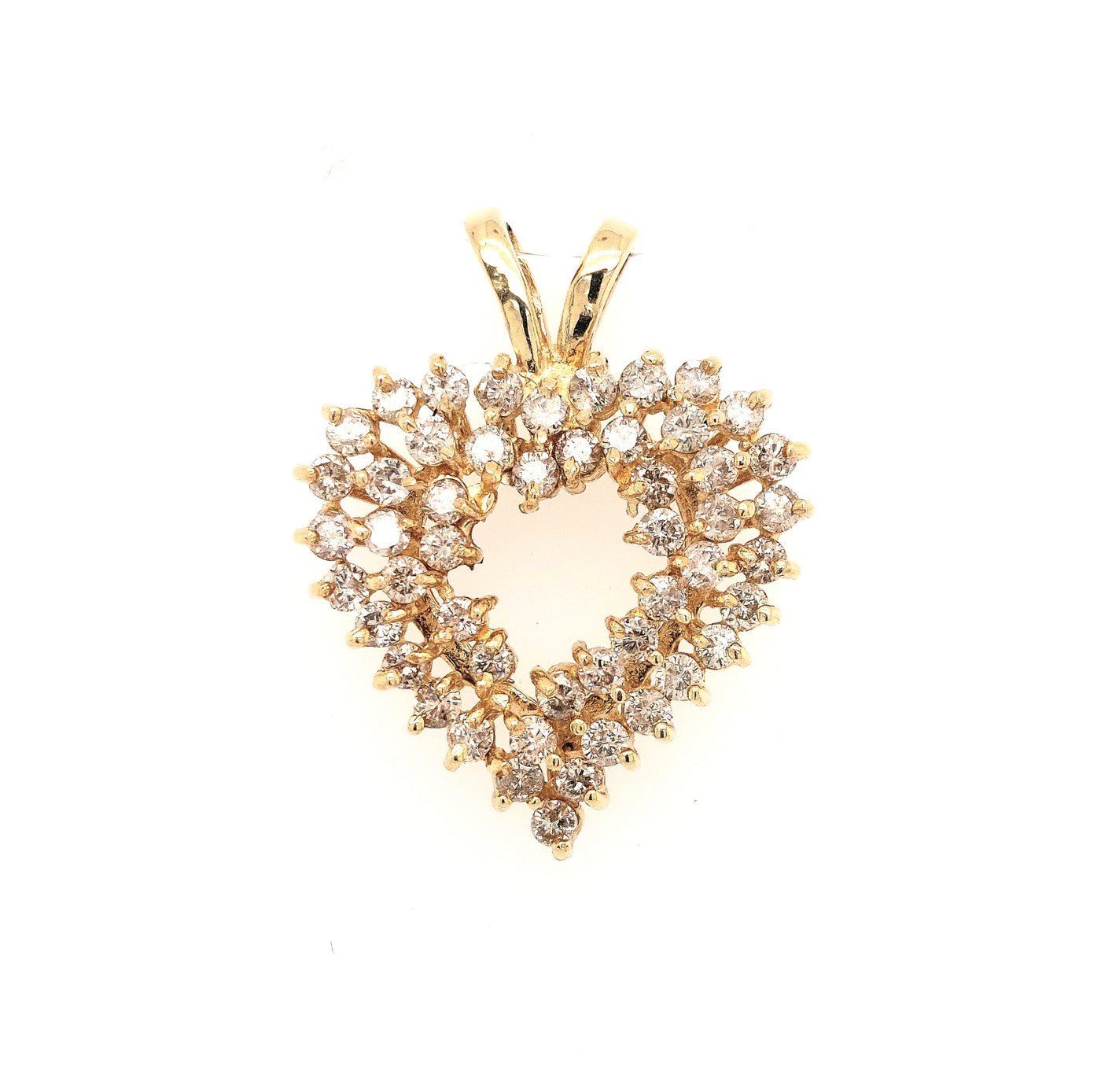 14KY RBC Diamond Cluster Heart Pendant 0.60ctTW