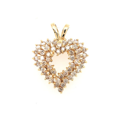 14KY RBC Diamond Cluster Heart Pendant 0.60ctTW