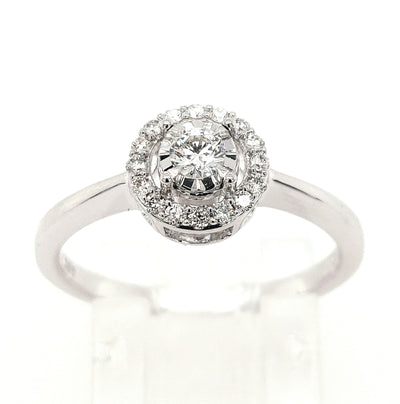 14KW 0.25ctTW Diamond Halo Ring (Size 7)