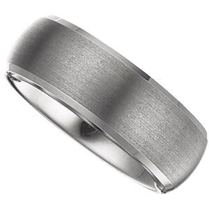 8.3mm Satin Tungsten Beveled Dome Band Size: 9