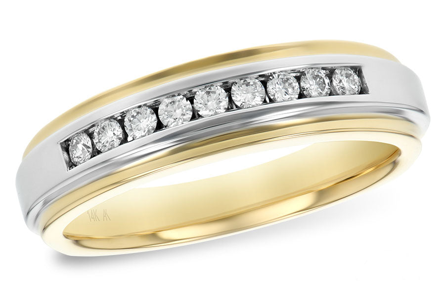 14K Two-Tone Gold Men's Diamond Wedding Band