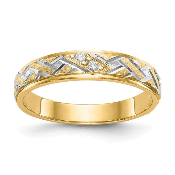 14K Two-Tone Ladies Diamond Wedding Band