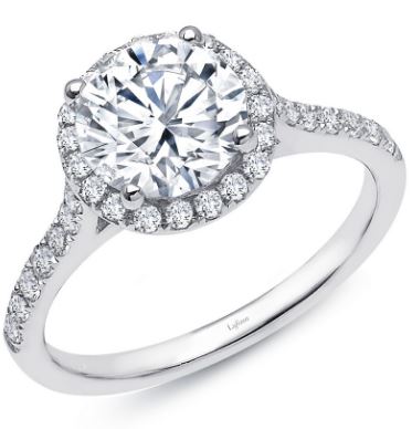 Lafonn Sterling Silver Round Halo Engagement Ring (Size 7)