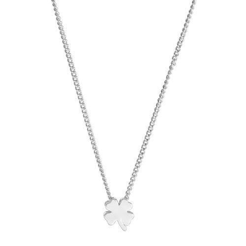 Platinum Finish Sterling Silver Clover Pendant on 18" Chain