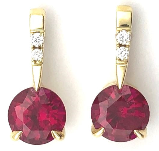 14KY Chatham Ruby Earring Pair