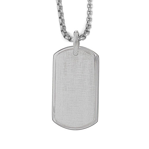 StainleSS Steel Satined Finished Dog Tag on 22" 2.5mm Rounded Box Chain