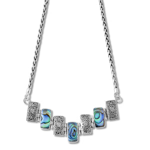 SS ABALONE STATEMENT BAR NECKLACE