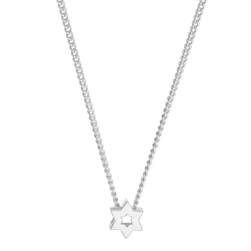 Platinum Finish Sterling Silver Star of David Pendant on 18" Chain