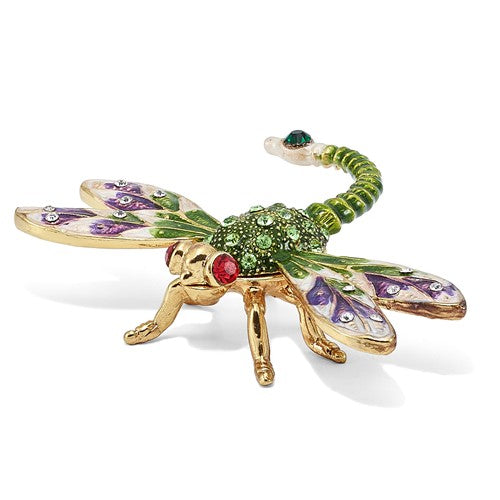Bejeweled DEWEY Green Dragonfly Trinket Box
