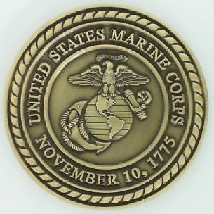 Gold Tone United States Marine Corps Bulldog Challenge Coin