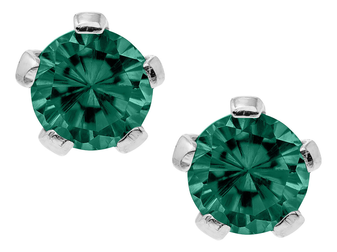 SS 3mm Synthetic Emerald Children's Earrings