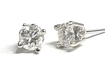 14K White Gold 0.87ctTW RBC Diamond Earring Pair