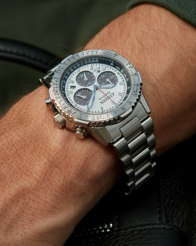 Gents Stainless Steel Citizen Eco-Drive "Promaster Navihawk" with Silver Tone Dial