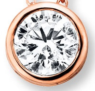 14KR Round Diamond Bezel-Set Pendant .34ct