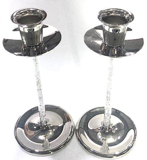 Exquisite Candlestick Holders with Crystalline Stems