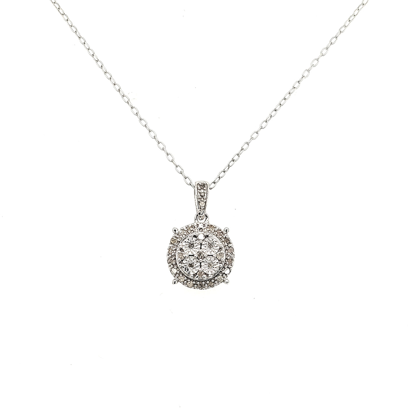SS Round Diamond Cluster Pendant
