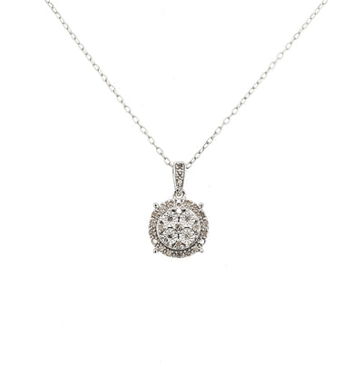 SS Round Diamond Cluster Pendant