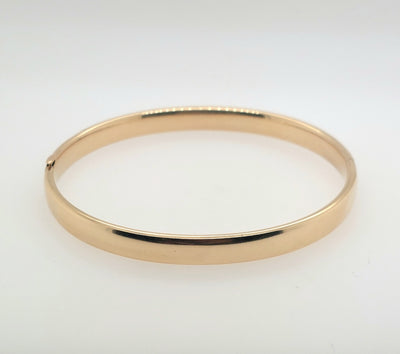 14K Yellow Gold Smooth Polished 7.25" Bangle Bracelet Gram Weight:8.0g