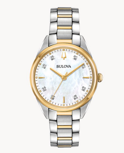 Lady's Two-Tone Bulova "Sutton" with Diamond Mother of Pearl Dial