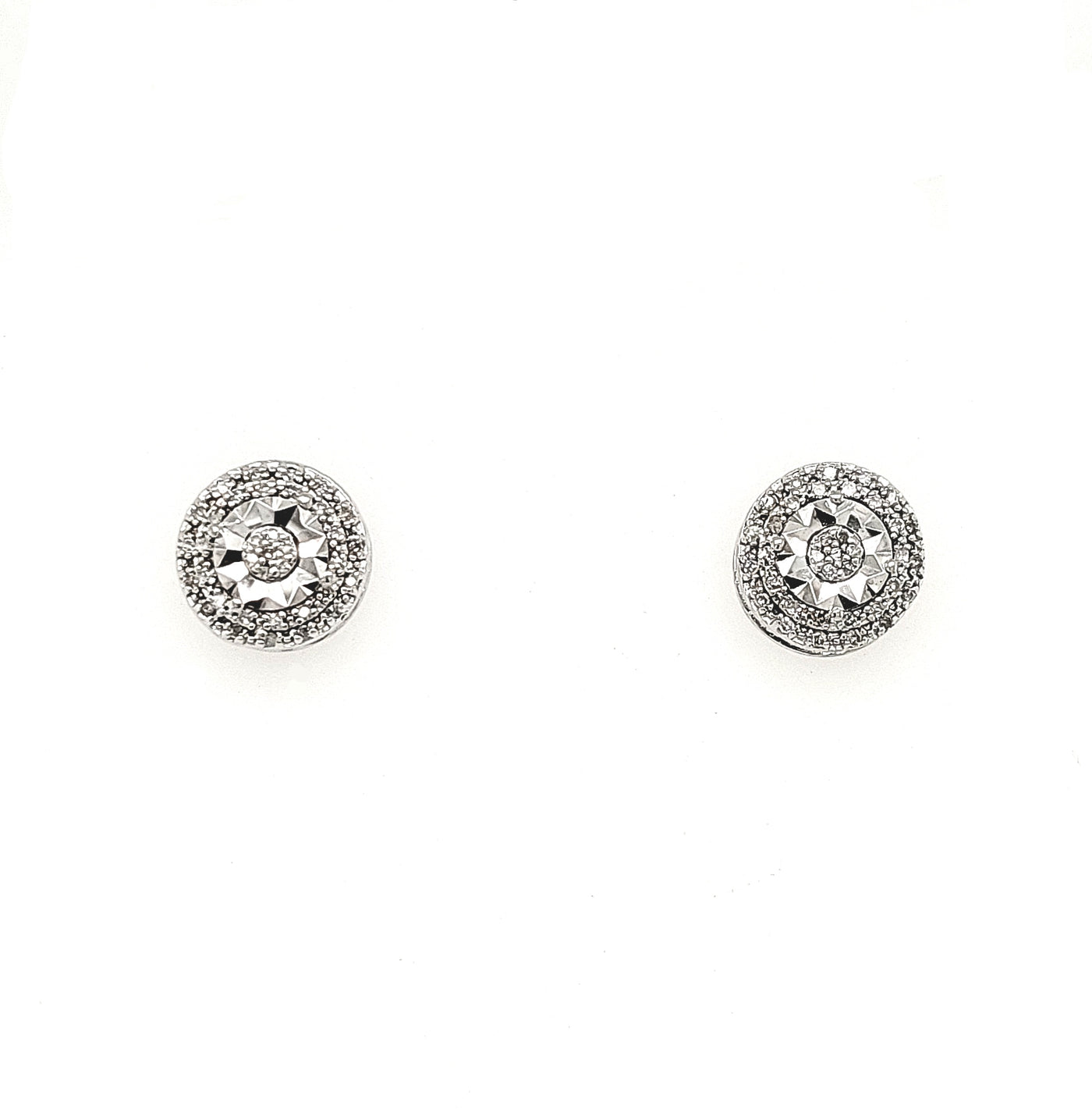 SS Round Cluster Stud Earrings