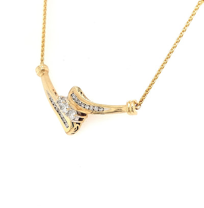 14KY Past Present and Future Bypass "V" Diamond Necklace (17 inches)
