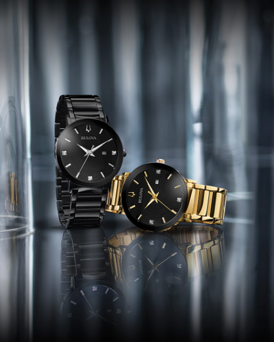 Gent's Gold Tone "Futuro" Watch with Black Dial
