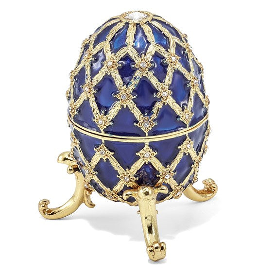 Bejeweled "Grand Royal Blue" Musical Egg with Matching Necklace