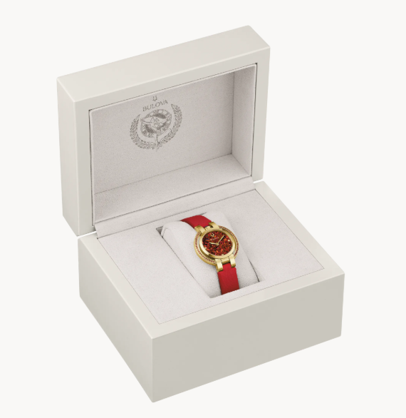 Lady's Gold-Tone Bulova "Rubaiyat Autumn" with Synthetic Fire Opal Dial