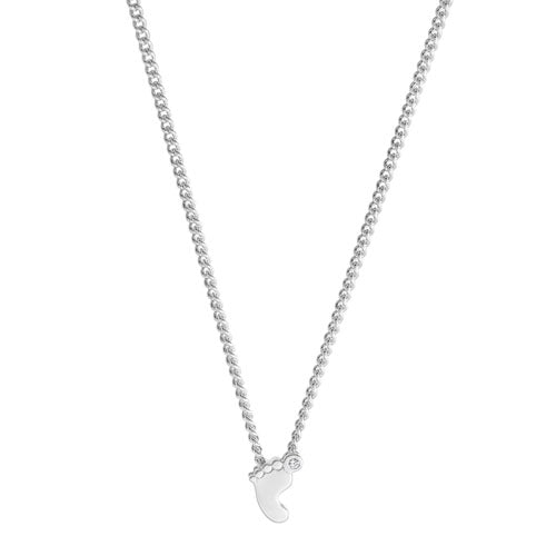 Platinum Finish Sterling Silver Baby Footprint Pendant on 18" Chain