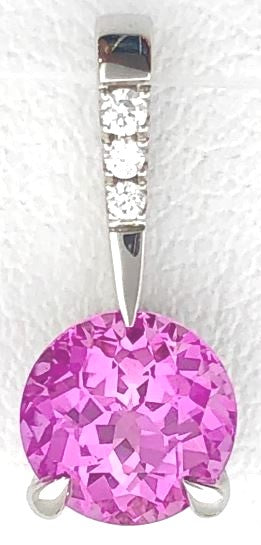 14KW Chatham Pink Sapphire Pendant