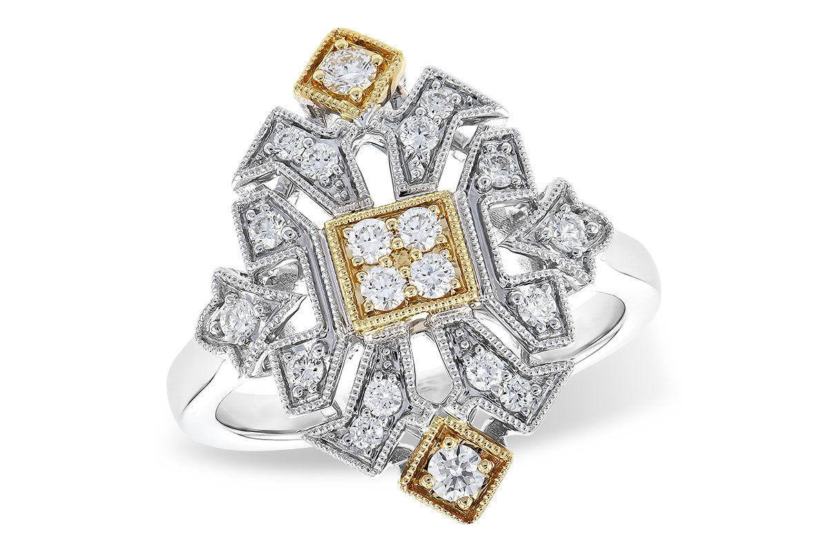 14K Two-Tone 0.40ctTW Diamond Filigree Fashion Ring