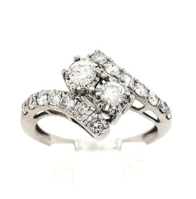 10KW Two-Stone Diamond Bypass Ring