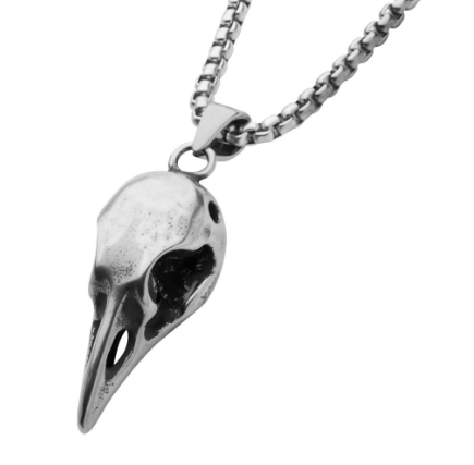 Stainless Steel Crow Skull Necklace