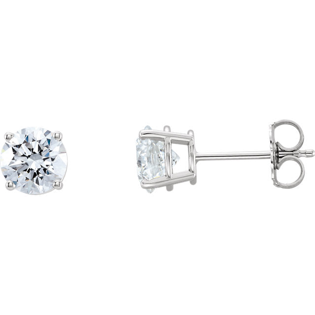 14K White Gold RBC Diamond Stud Earring Pair 0.42ctTW