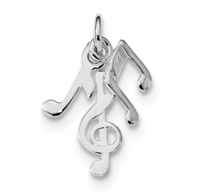 SS Rhodium-plated Polished Music Notes Charm