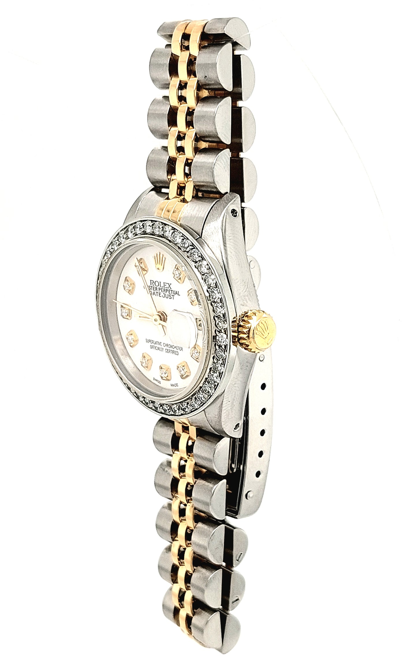 Lady's Two-Tone Pre-owned Rolex Datejust with White Diamond Dial