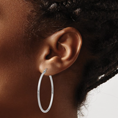 14K White Gold 40mm Lightweight Tube Hoops