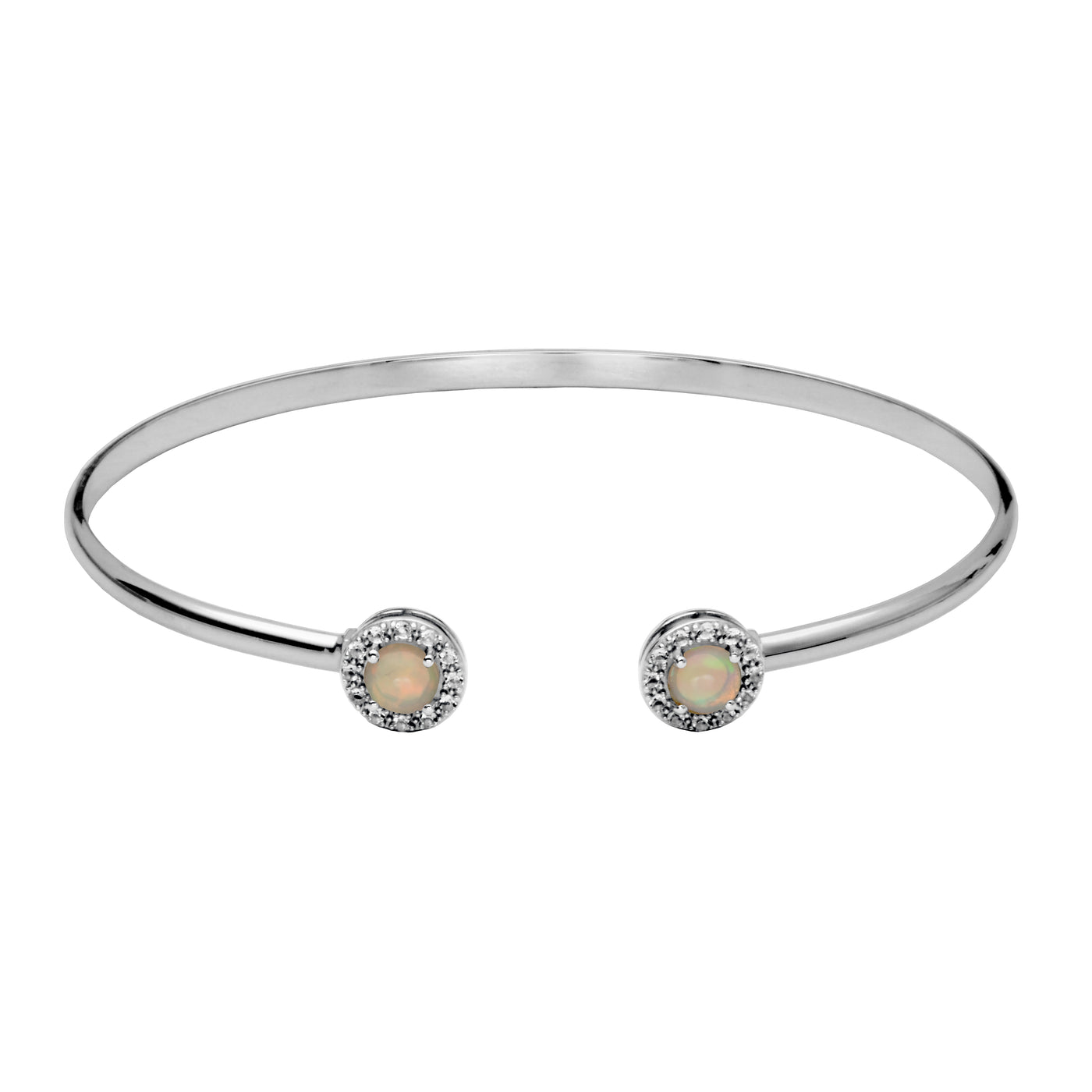 SS Ethiopian Opal & White Topaz "Dazzle" Cuff Bracelet